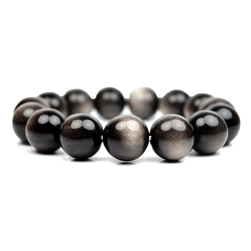 【正佳珠宝】银曜石 月光银耀石 柔和白闪光银曜石手珠 14mm - 手链/手环 - 半宝石 多色