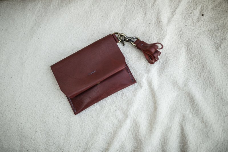 莓红小卡夹 - 皮夹/钱包 - 真皮 红色