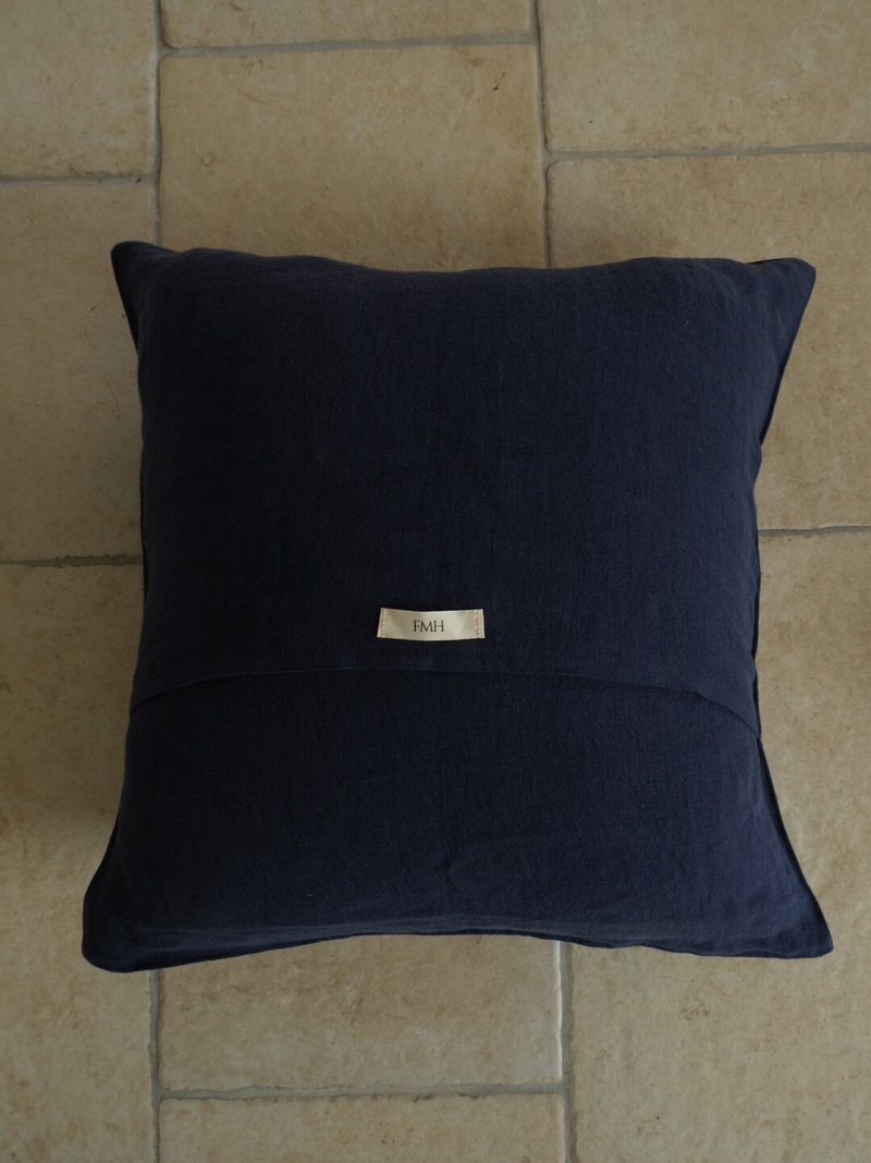 基本款抱枕套 - 341g 法国麻 深蓝色 - 枕头/抱枕 - 亚麻 