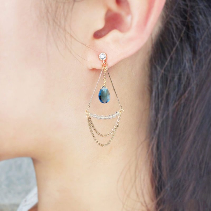 Giftest 白水晶 / 摩西分海基督教耶稣福音饰品耳环圣经水晶J6 - 耳环/耳夹 - 玻璃 金色