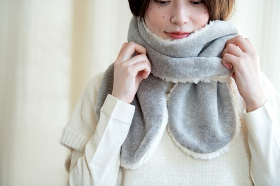 双面织成 Organic Cotton Fur 围巾【牦牛混纺绒 × SUPIMA 棉绒】 - 丝巾 - 棉 灰色