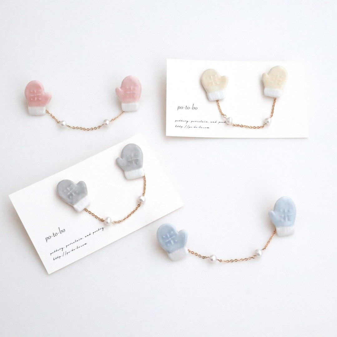 Mitt pin brooch set - 胸针 - 瓷 粉红色