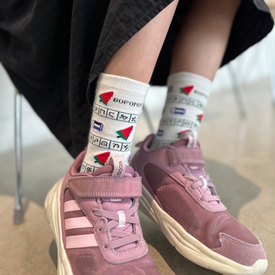 袜好台 Wow Taiwan Style Socks -注音 亲子款 毕业礼物 中筒袜 - 袜子 - 棉 绿色