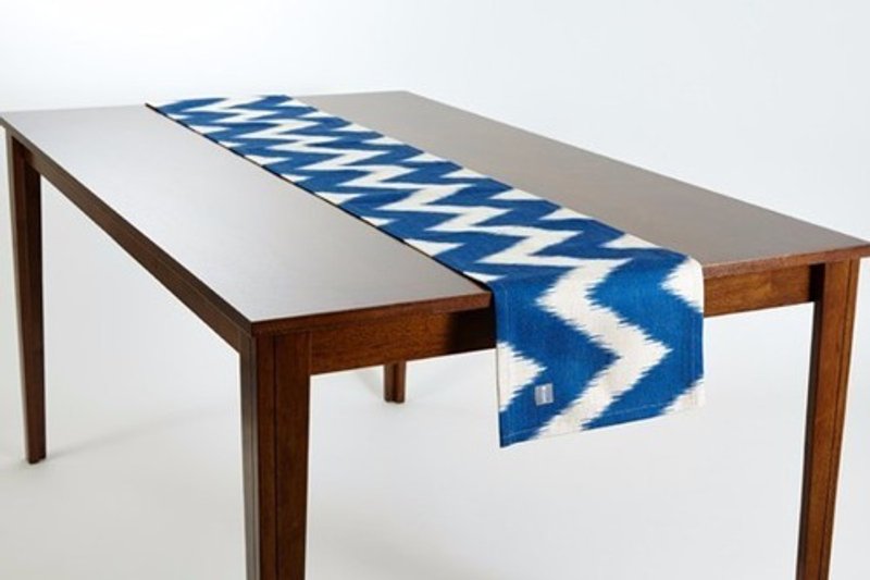Table runner Scandinavian pattern blue wave natural Linen 183 × 30cm jubileetabletr047 - 杯垫 - 棉．麻 