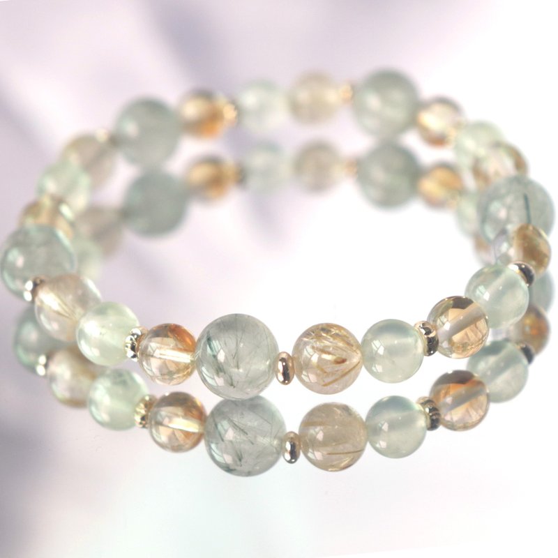 绿发晶-黄水晶-钛晶-葡萄石-招财-开运-贵人-水晶手链 - 手链/手环 - 水晶 多色