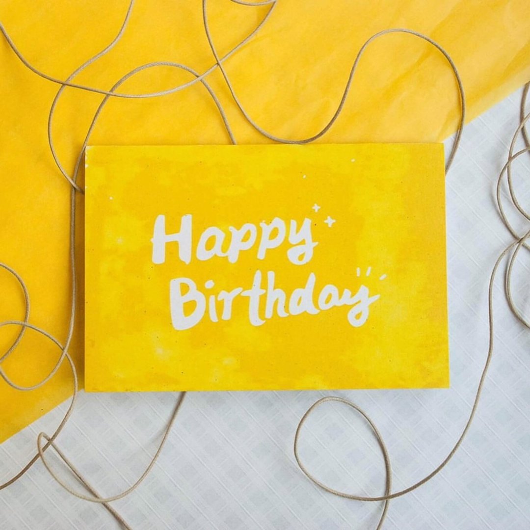【卡片系列】手写字 生日卡片 祝贺卡 - 卡片/明信片 - 纸 黄色