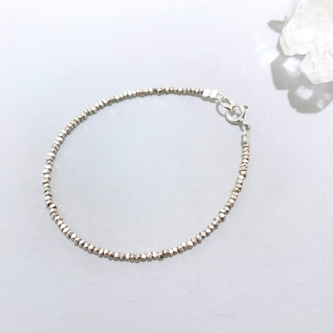 Ops silver bracelet -手工/限定/银/细致链/好配搭/极简/纯银/ - 手链/手环 - 银 银色