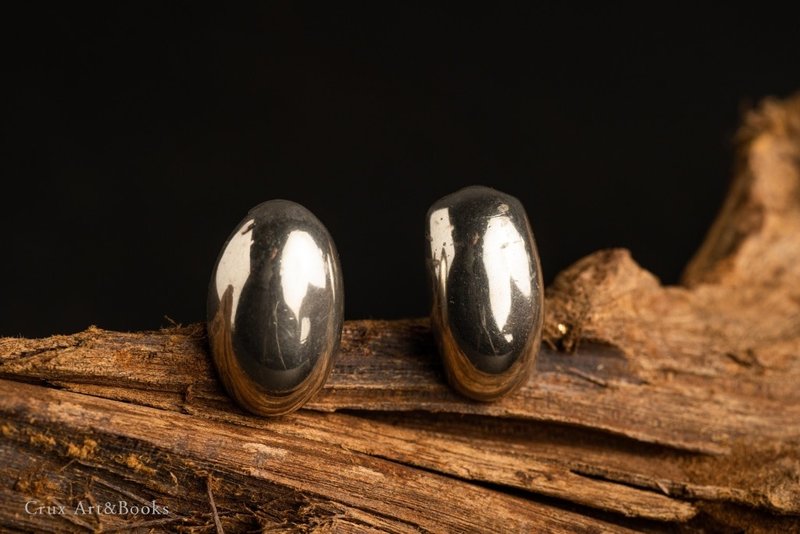 【CRUXART】西洋首饰珠宝-轻奢小品-复古蛋形纯银夹式耳环-欧洲 - 耳环/耳夹 - 纯银 银色