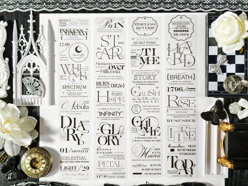 diary OKMT新七天流麻咕卡贴纸PET手帐胶带 - 纸胶带 - 塑料 黑色