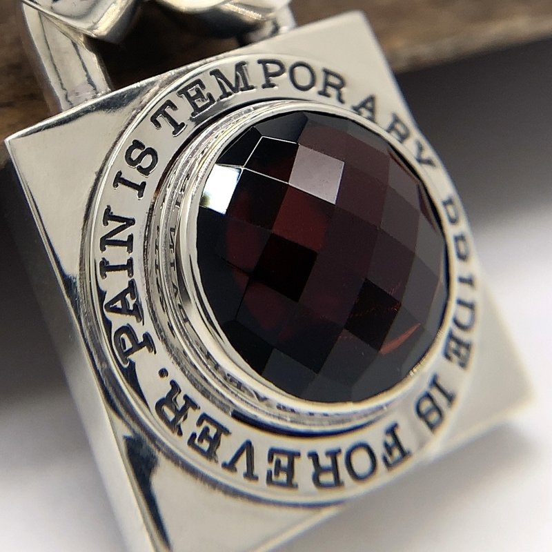 FC-137 石榴石 刻字变更 加工费/链子60cm - 项链 - 其他金属 银色