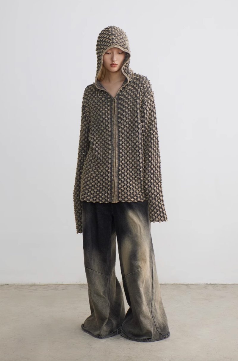 Durian Sweater 立体洞镂空重工连帽毛衣 - 女装针织衫/毛衣 - 其他材质 黄色