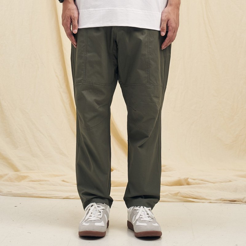 宽版工装裤 Wide Worker Pants/简约/素色/情侣服/长裤/宽裤/ - 男士长裤 - 棉 绿色