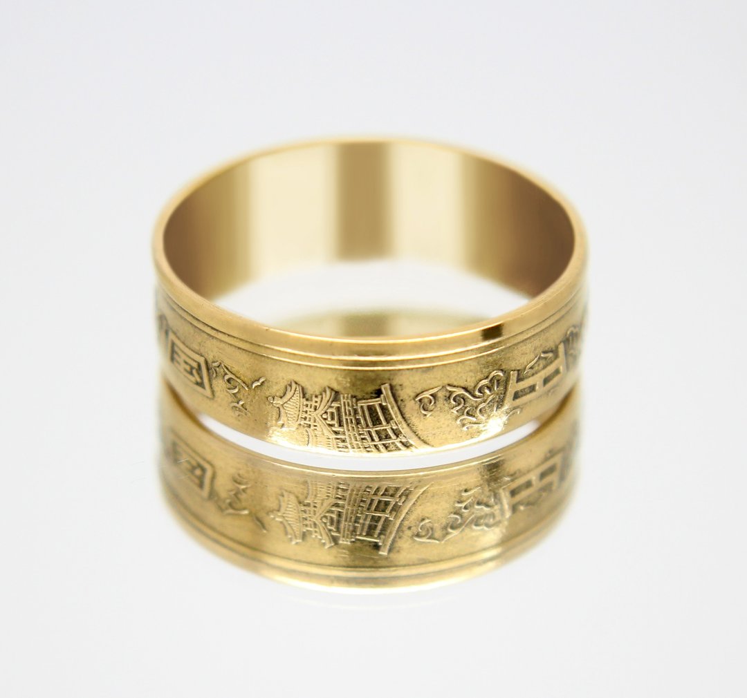 Gold Coin Ring Japan 10 yen 1989-201 18k gold plated ring coin rings for women - 戒指 - 其他金属 