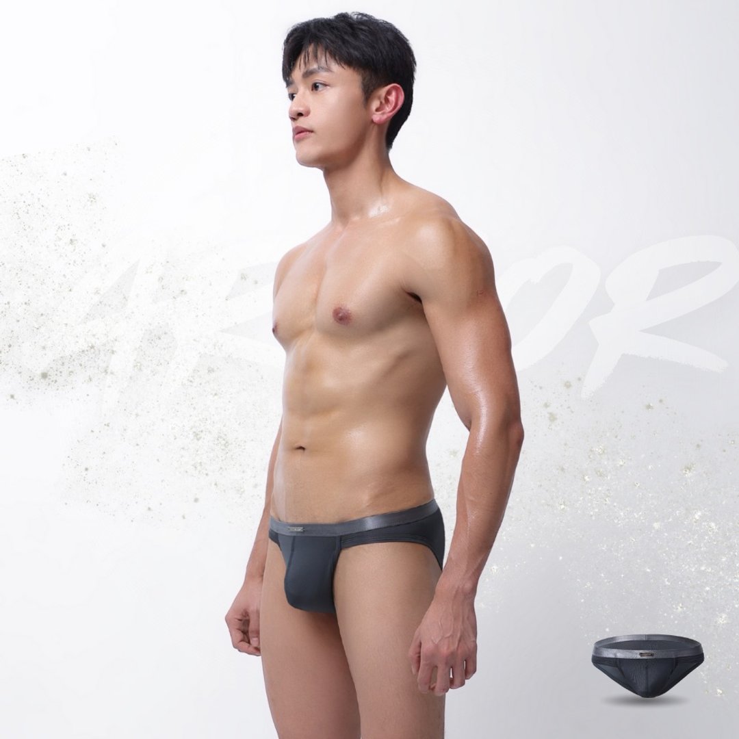 AttentionWear铠色盾甲三角内裤【钢铁灰】│细边 快干透气 机能 - 男士内衣裤 - 尼龙 灰色