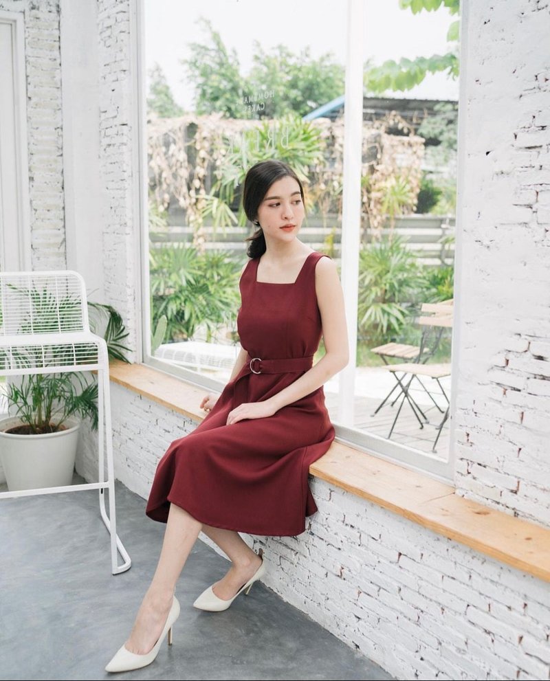 Red Wedding Dress Party Dress Red Dress Vintage Dress Summer Formal Casual - 洋装/连衣裙 - 聚酯纤维 红色