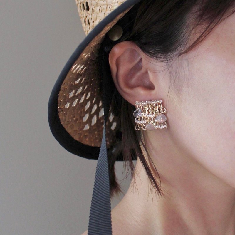 uroko | 闪耀鳞片的耳环・金属线饰品 - 耳环/耳夹 - 其他金属 金色