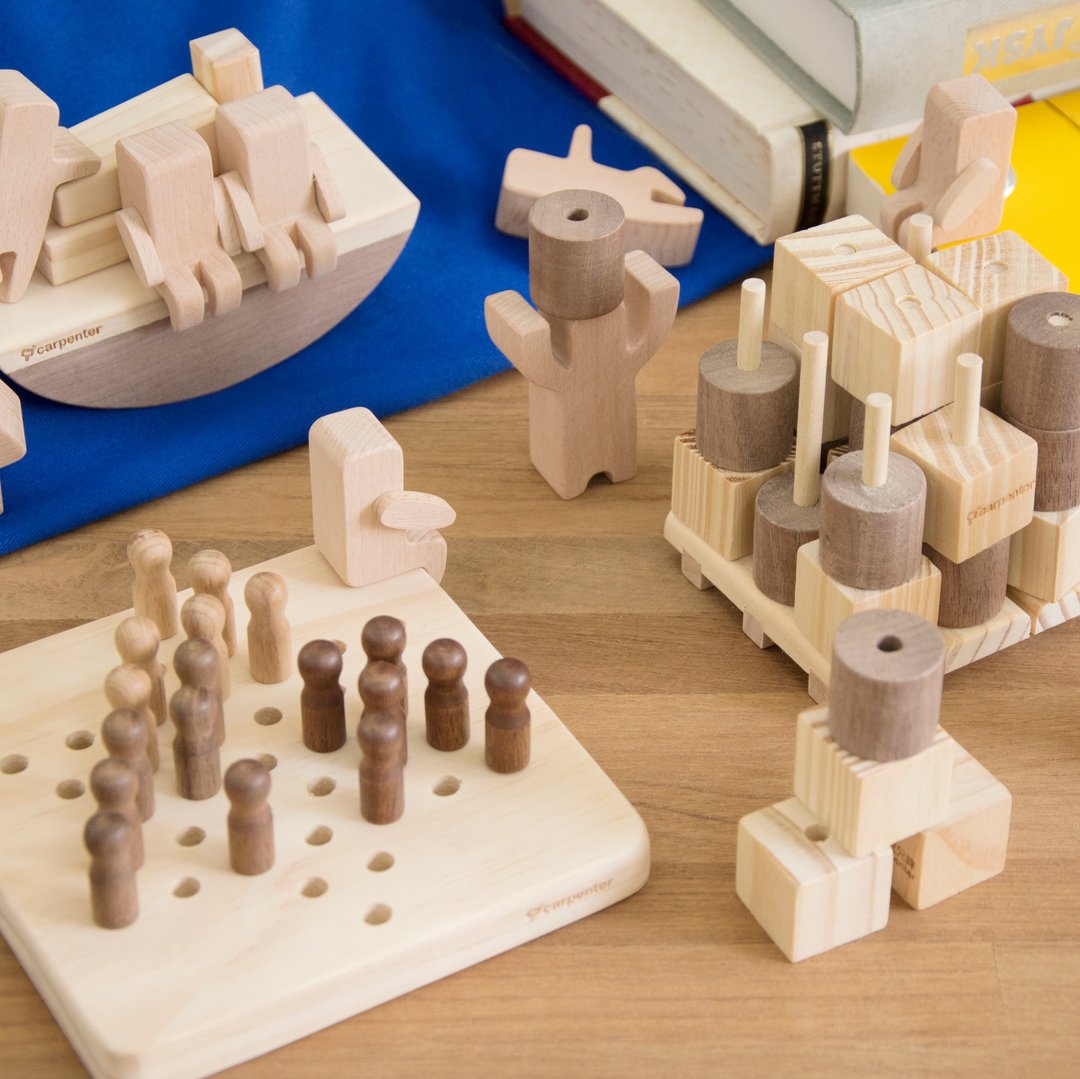 益智游戏组:原木小跳棋+EASY不摇+3D立体宾果 - 其他 - 木头 