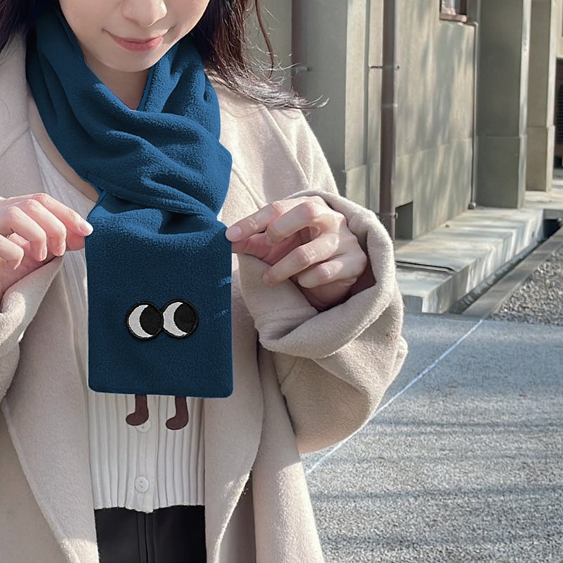 石墨烯双面短围巾-围脖、保暖、出国、露营、圣诞节 - 围巾/披肩 - 聚酯纤维 蓝色