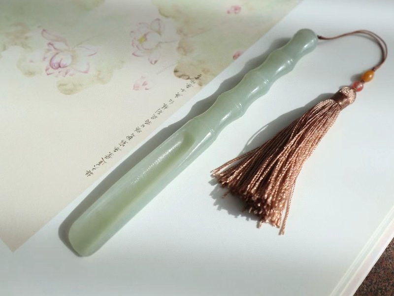 天然晴水和田玉竹节茶铲茶勺茶具喝茶必备观海听经 茶具送礼 - 茶具/茶杯 - 玉石 