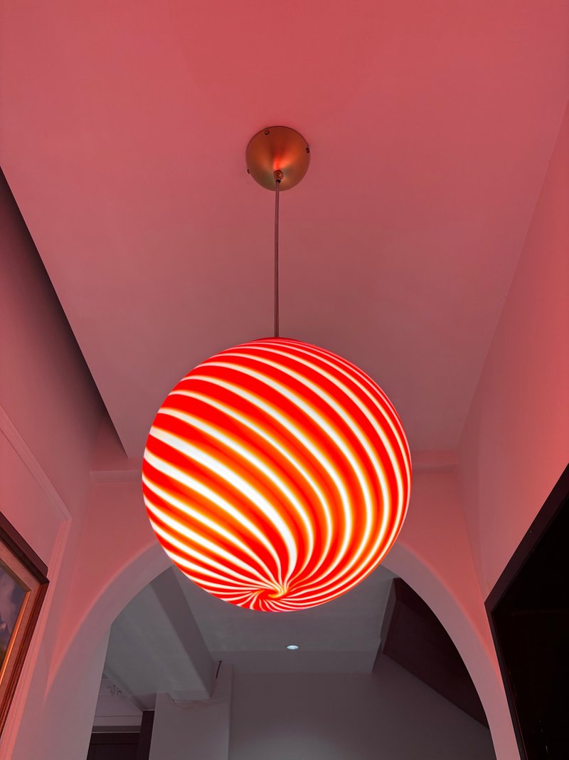 手工吹制玻璃球形吊灯 D25 厘米（9.8 寸），玻璃球形吸顶灯 - 灯具/灯饰 - 玻璃 红色