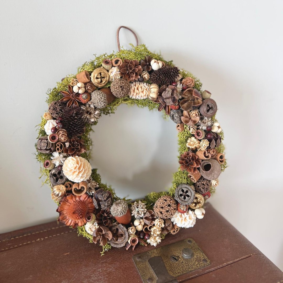 坚果花圈・秋冬森林香气 Autumn Nut Wreath - 干燥花/捧花 - 植物．花 