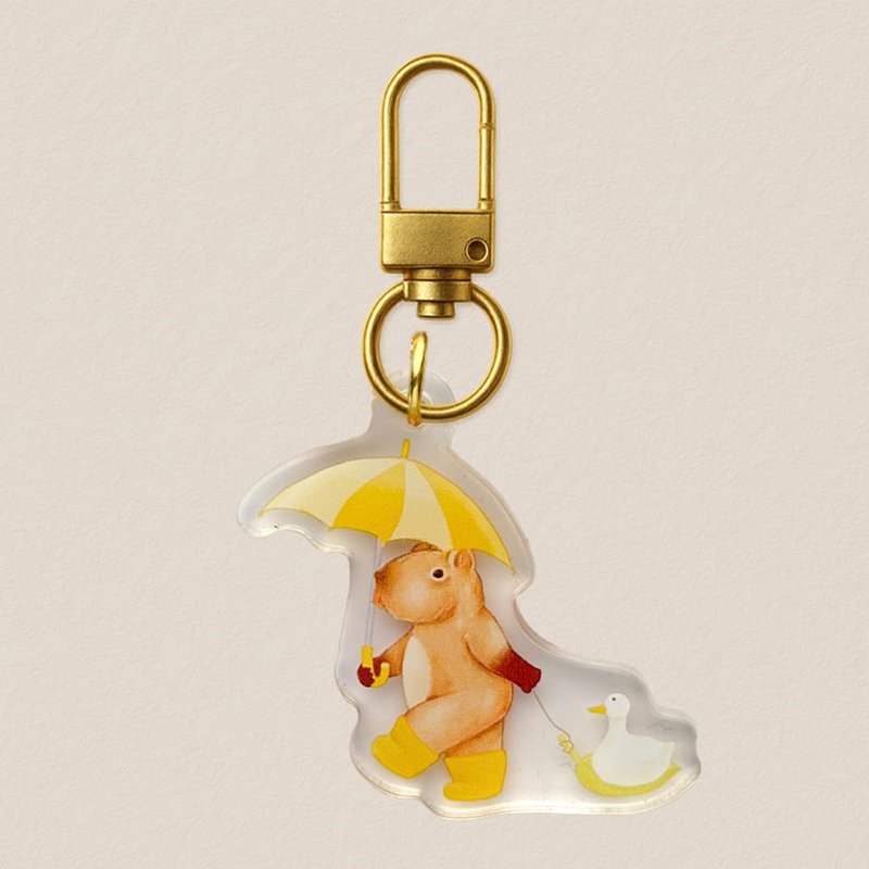 压克力吊饰-水豚下雨天 40mm写实风格插画 - 吊饰 - 压克力 