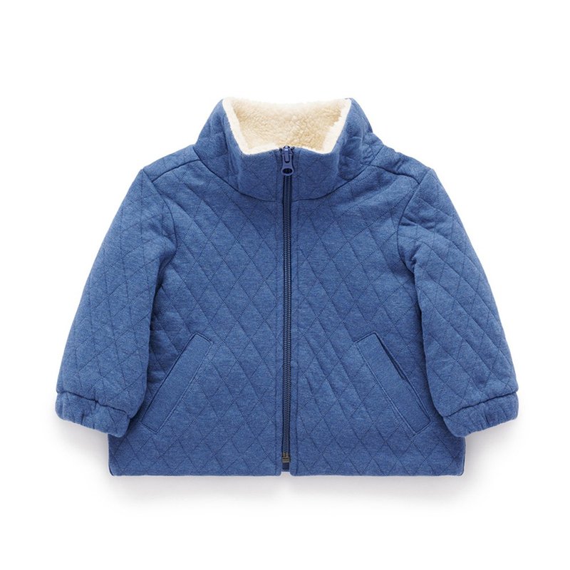 澳洲Purebaby有机棉男童刷毛外套18M-5T  深蓝菱格 - 童装外套 - 棉．麻 