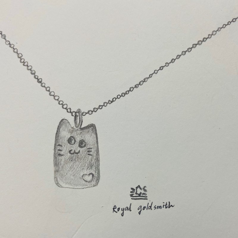 V46款-做不出一样的银项链-可爱猫咪-925纯银项链-御匠敲饰 - 项链 - 纯银 银色