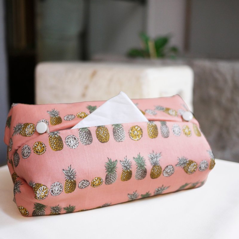 Have A Nice Day 【面面俱到】面纸套 (扣子式) 喜出旺外凤梨 - 纸巾盒 - 棉．麻 粉红色