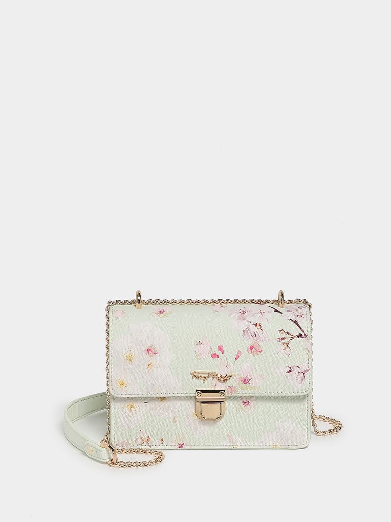 浪漫印花侧背袋 - 侧背包/斜挎包 - 其他材质 绿色