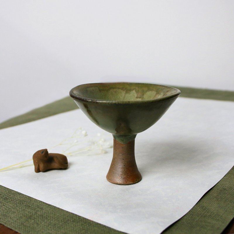 高脚釉杯 马上杯 新彩烧 柴烧陶艺 手作作品 茶盘 | 陈威恩作品 - 其他杯子 - 陶 绿色
