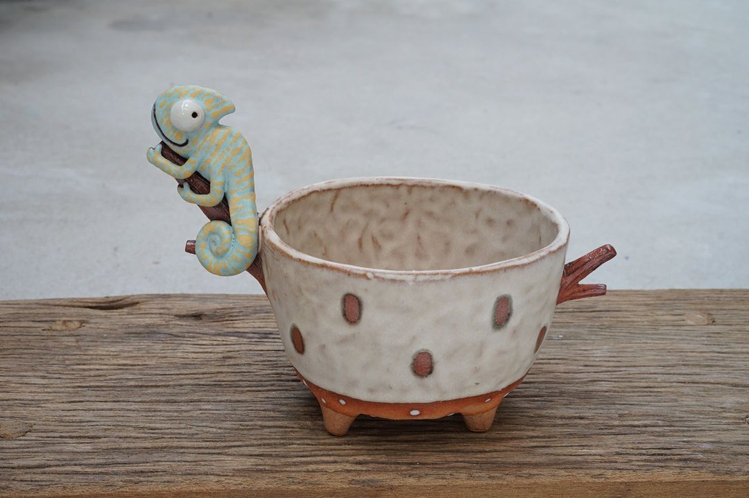 Branch plant pot for cactus , handmade ceramic , pottery - 花瓶/陶器 - 陶 多色