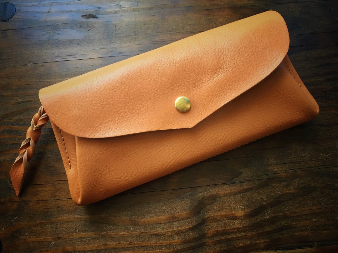 12 Italian leather cards long wallet series-envelope camel beige - 皮夹/钱包 - 真皮 卡其色