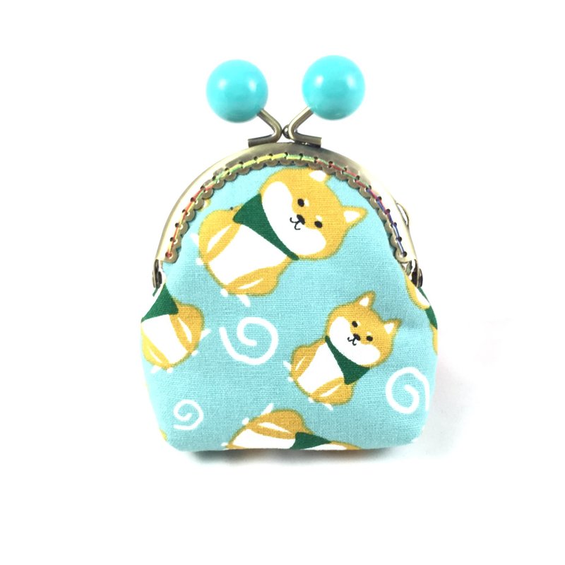 小彩虹糖果口金零钱包-粉绿柴犬 - 零钱包 - 棉．麻 绿色