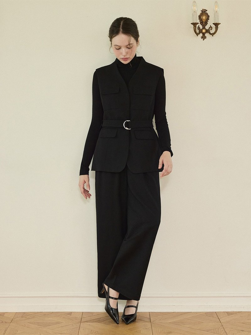 多口袋宽松套装 - 黑色 - 女装西装外套/风衣 - 其他材质 黑色