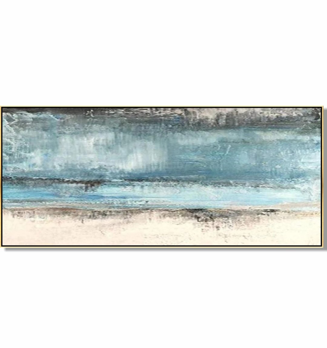 超大型抽像海滨画布画现代蓝色风景画 - 墙贴/壁贴 - 压克力 蓝色