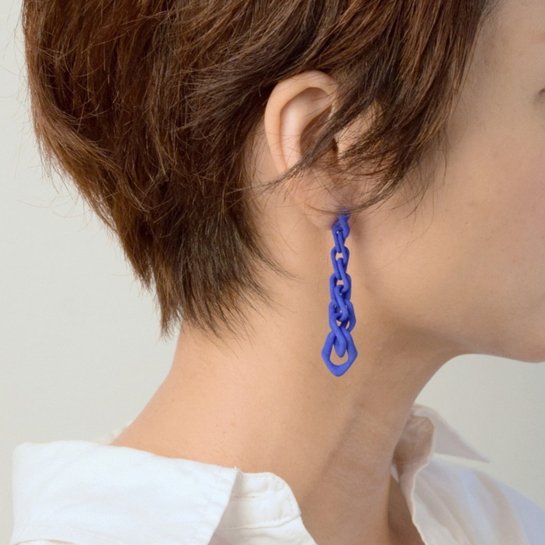 wheat earrings blue - 耳环/耳夹 - 塑料 蓝色