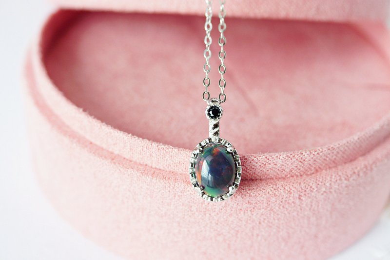 蛋白石 925 纯银 型坠饰项链 - 项链 - 纯银 多色