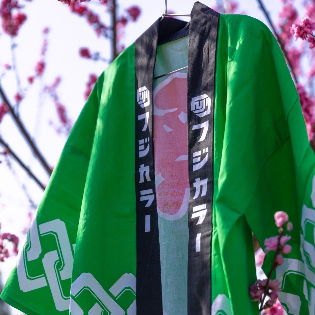 桑惠商号 昭和 日本制 富士FUJIFILM 经典甚平和服  富士和服 - 摆饰 - 棉 绿色