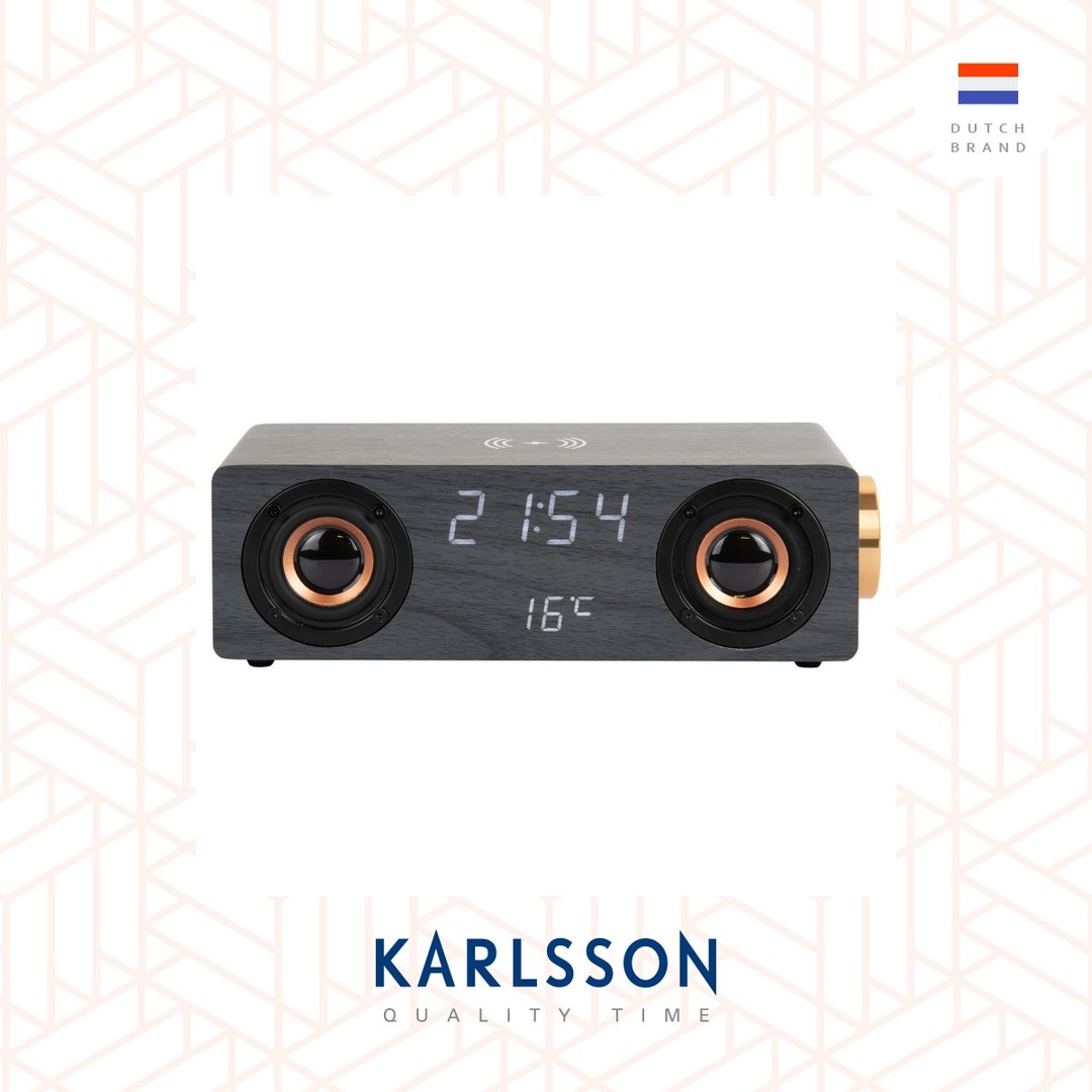 荷兰Karlsson, Classic BT 黑木纹LED显示屏音箱多功能时钟闹钟 - 时钟/闹钟 - 木头 黑色