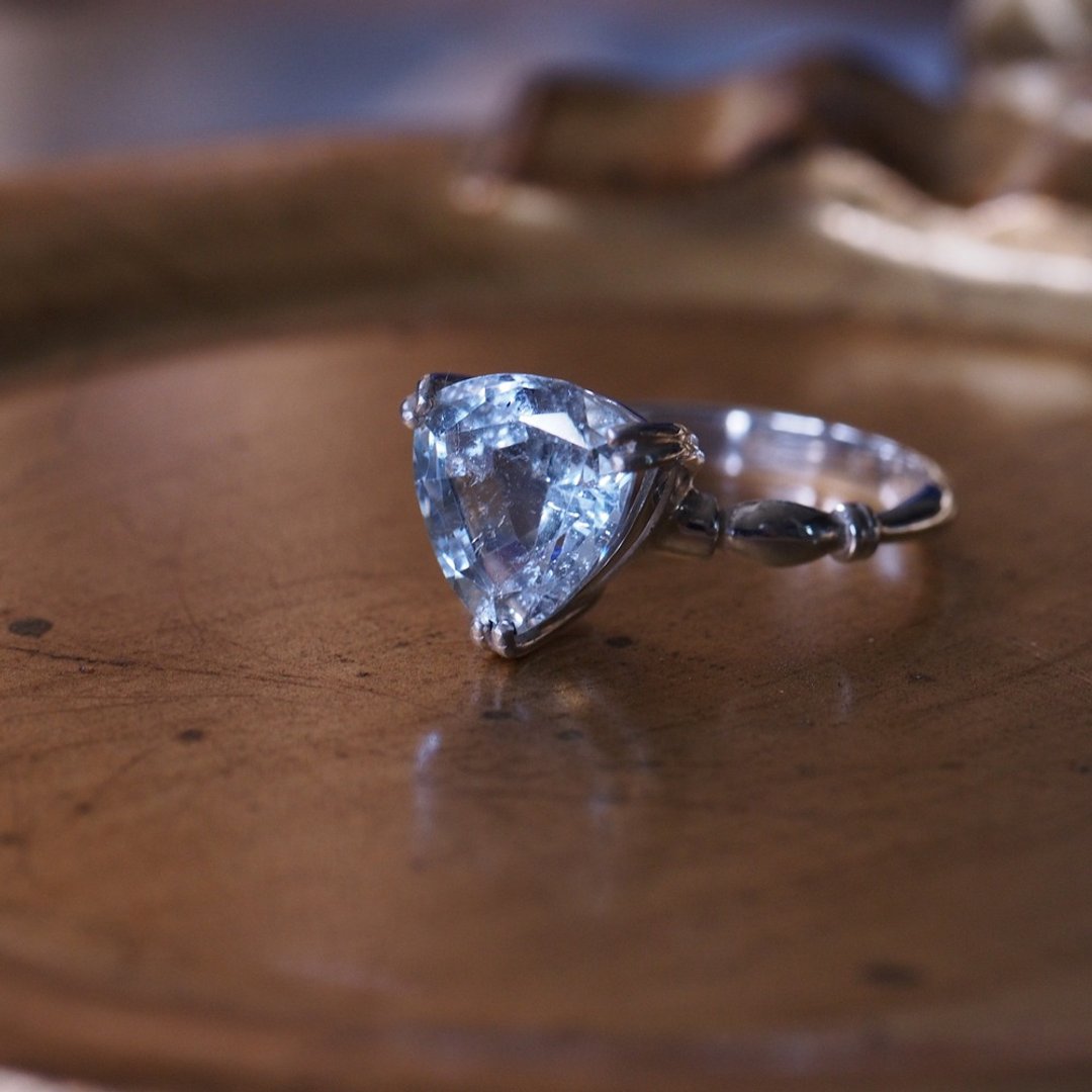 拓帕石 黄玉 手工纯银戒指 Topaz Sterling Silver ring - 戒指 - 半宝石 蓝色