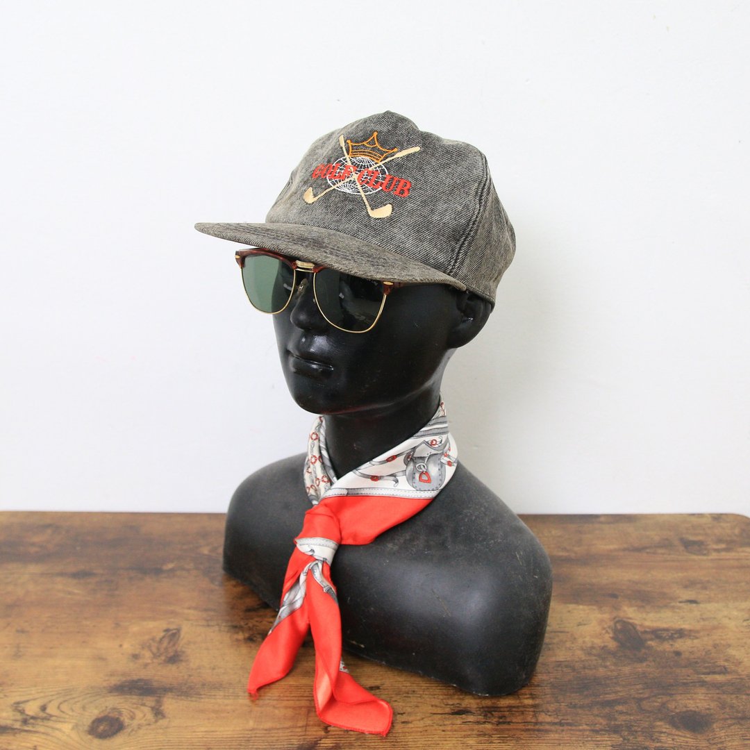 Back to Green:: 经典帽款 水洗黑 高尔夫球刺绣 vintage cap - 帽子 - 棉 