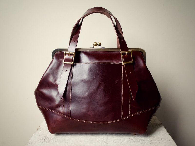 JAPAN Tochigi Leather Nume Leather Gamaguchi 2way Bag montagna L Bitter Brown - 公文包/医生包 - 真皮 咖啡色