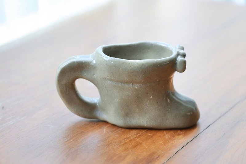 【圣诞节礼物】蝴蝶结复古圣诞靴子咖啡杯 Espresso草仔粿绿烛台 - 其他杯子 - 瓷 绿色