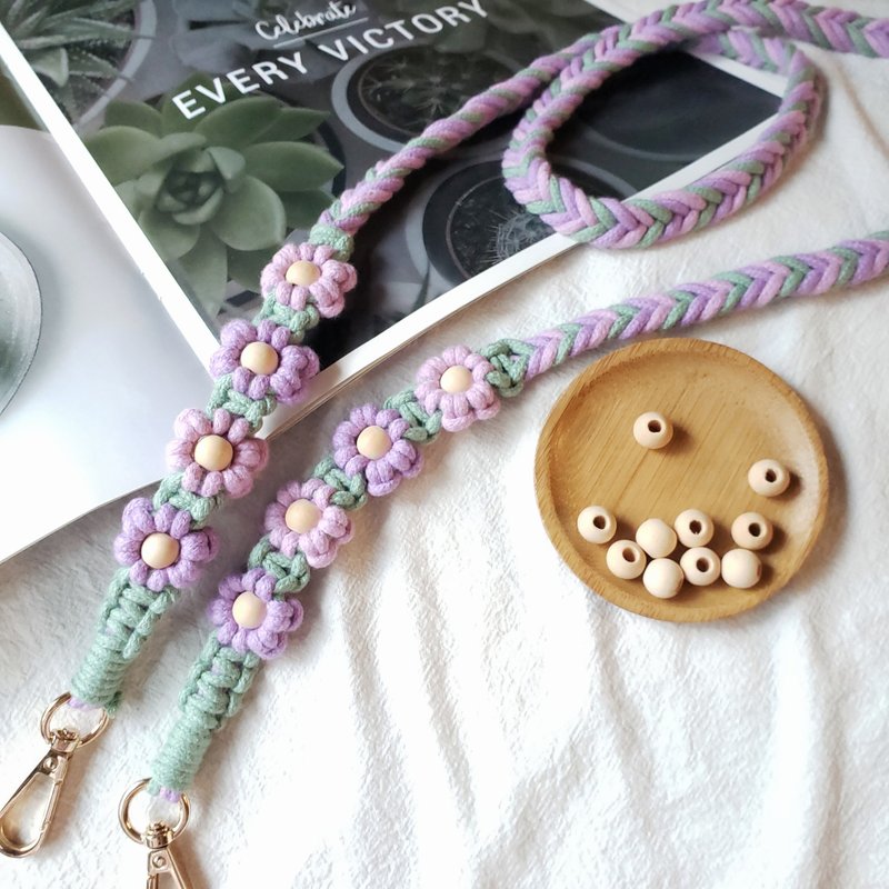 编织花花手机挂绳 固定长度 - 挂绳/吊绳 - 棉．麻 银色