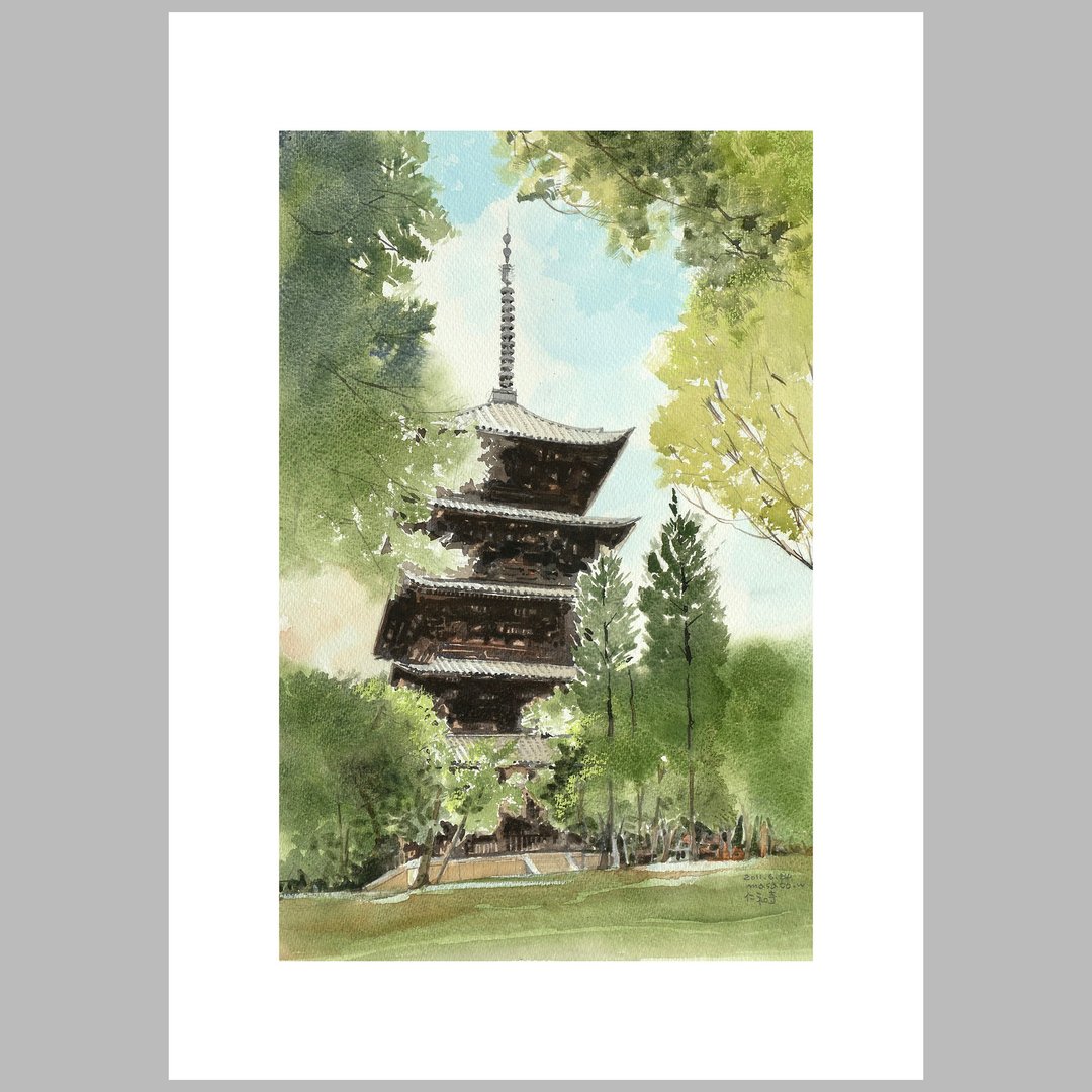 约 2012 年 京都风景 艺术印刷品 水彩写生 - 海报/装饰画/版画 - 纸 白色