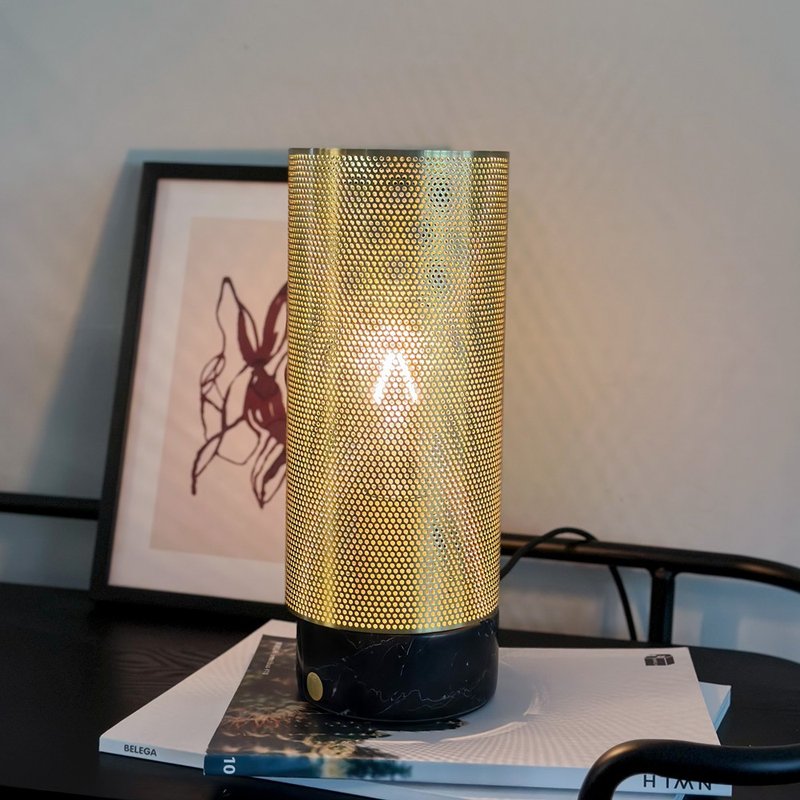 【Hübsch】－991111 金色黄铜大理石座台灯 床头灯 夜灯 桌灯 - 灯具/灯饰 - 其他金属 金色