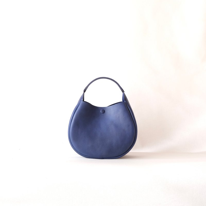 One-handle mini tote [holly] Blue Hand-stitched - 手提包/手提袋 - 真皮 