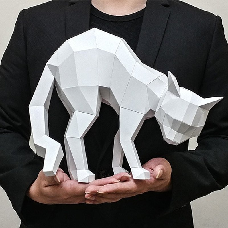 匠纸正版_DIY材料包_手作_纸模型_胆小的猫摆饰 - 木工/竹艺/纸艺 - 纸 白色