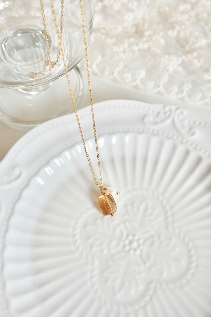 Lily Valley 暖阳微光 | 纯银宝石项链 - 项链 - 半宝石 橘色